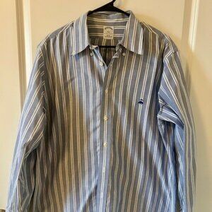 Brooks Brothers Size large non iron thick blue stripe button down